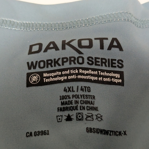 Dakota WorkPro Tick & Mosquito Repellent Long Sleeve Crewneck Work Shirt 4x 5x - Picture 7 of 15